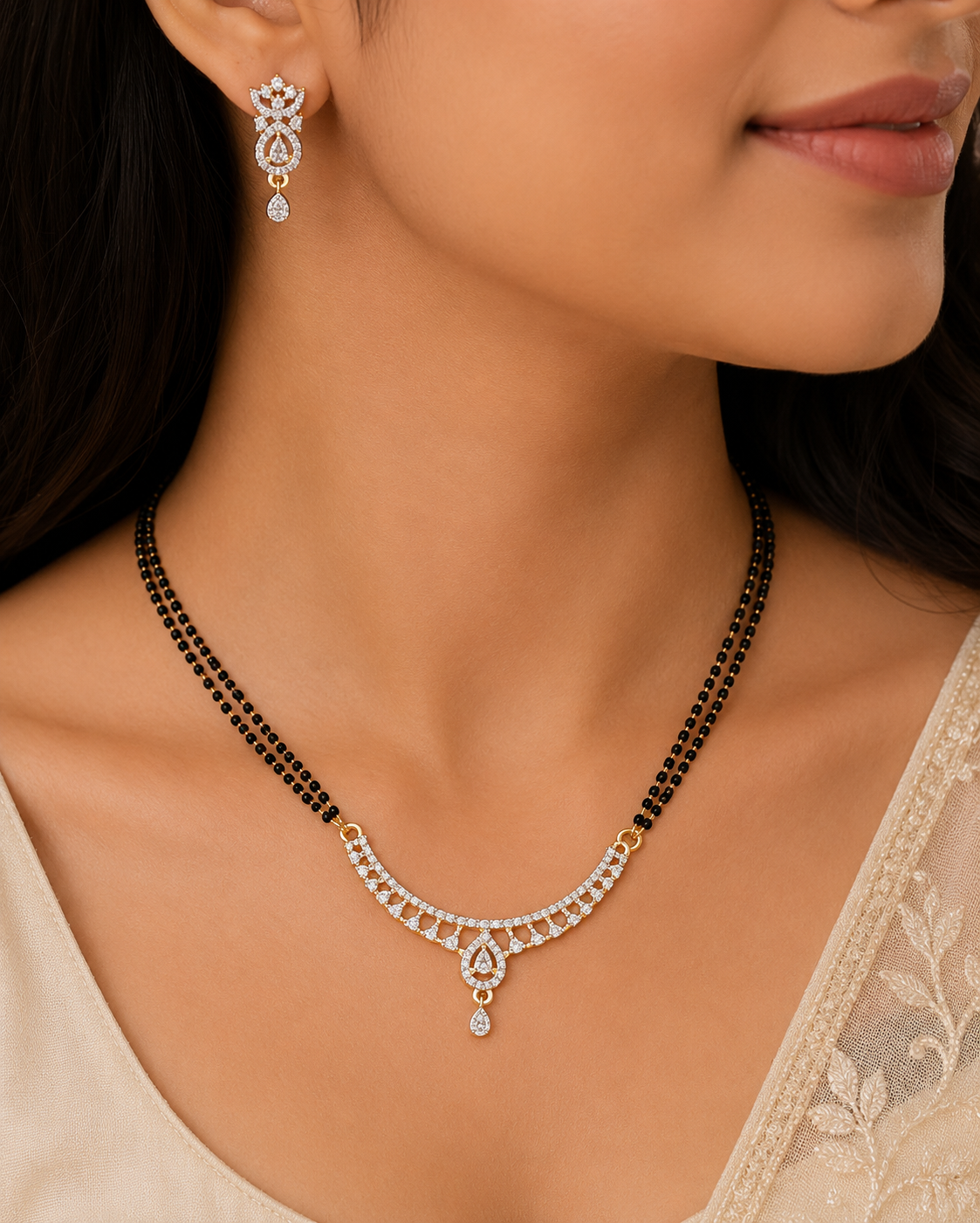 Celestial Arc Mangalsutra with Earrings