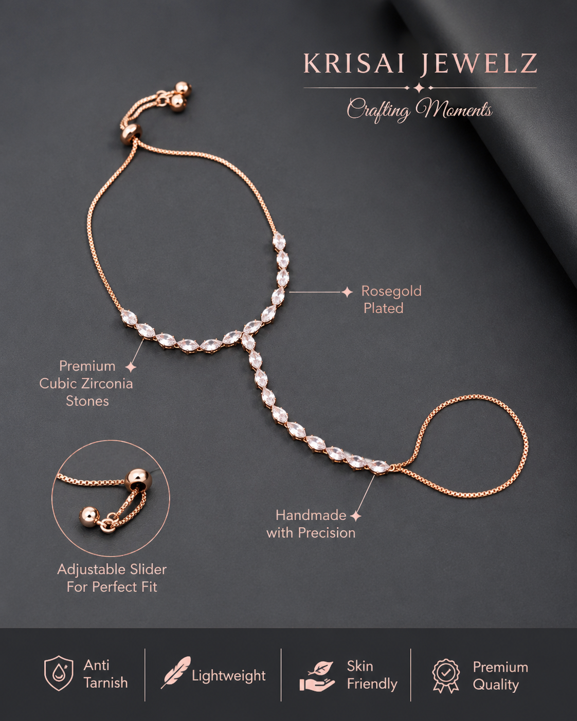 Rose Gold Hand Harness Bracelet