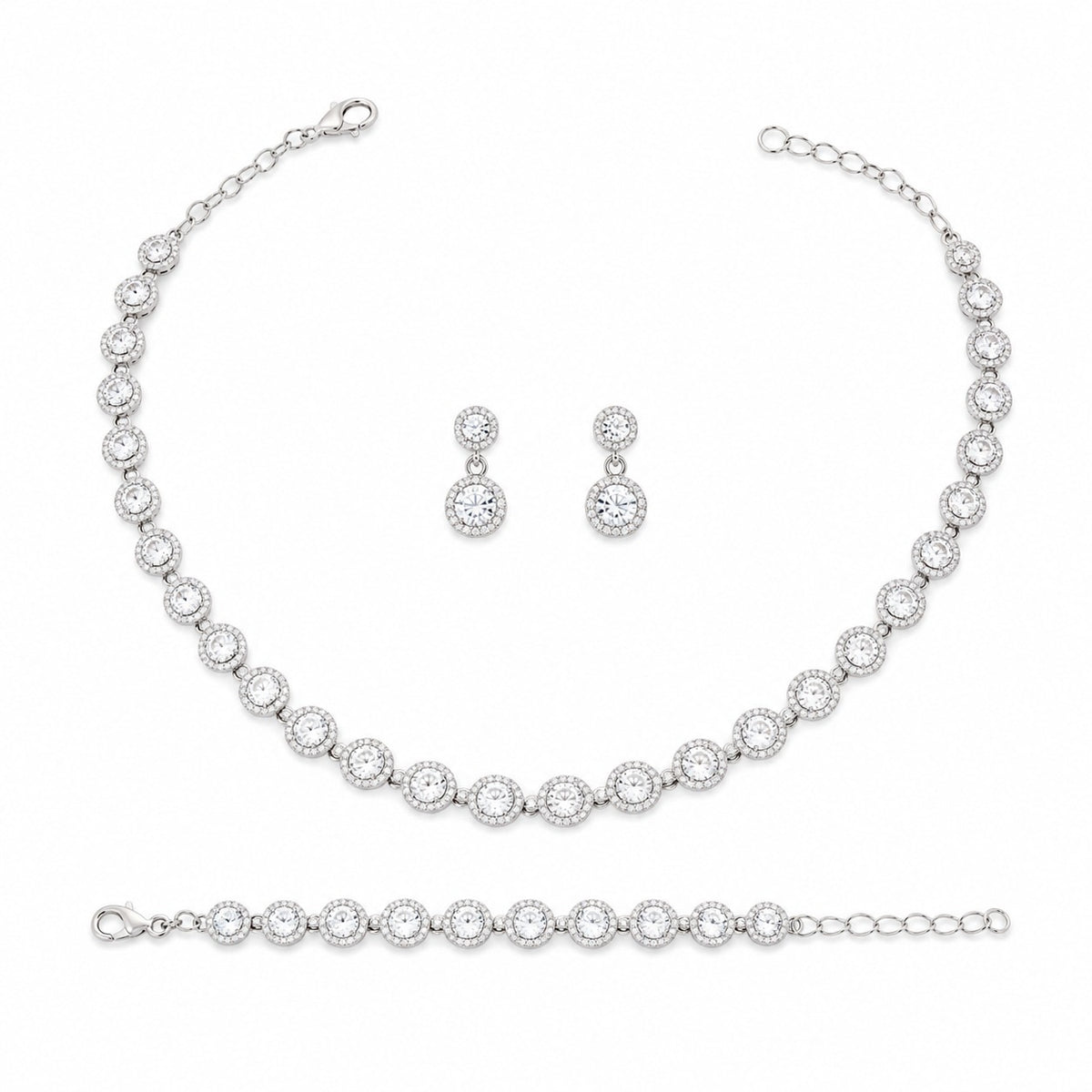 Solitaire Necklace, Earrings & Bracelet Set