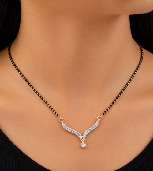 Aurora Curve Mangalsutra with Earrings