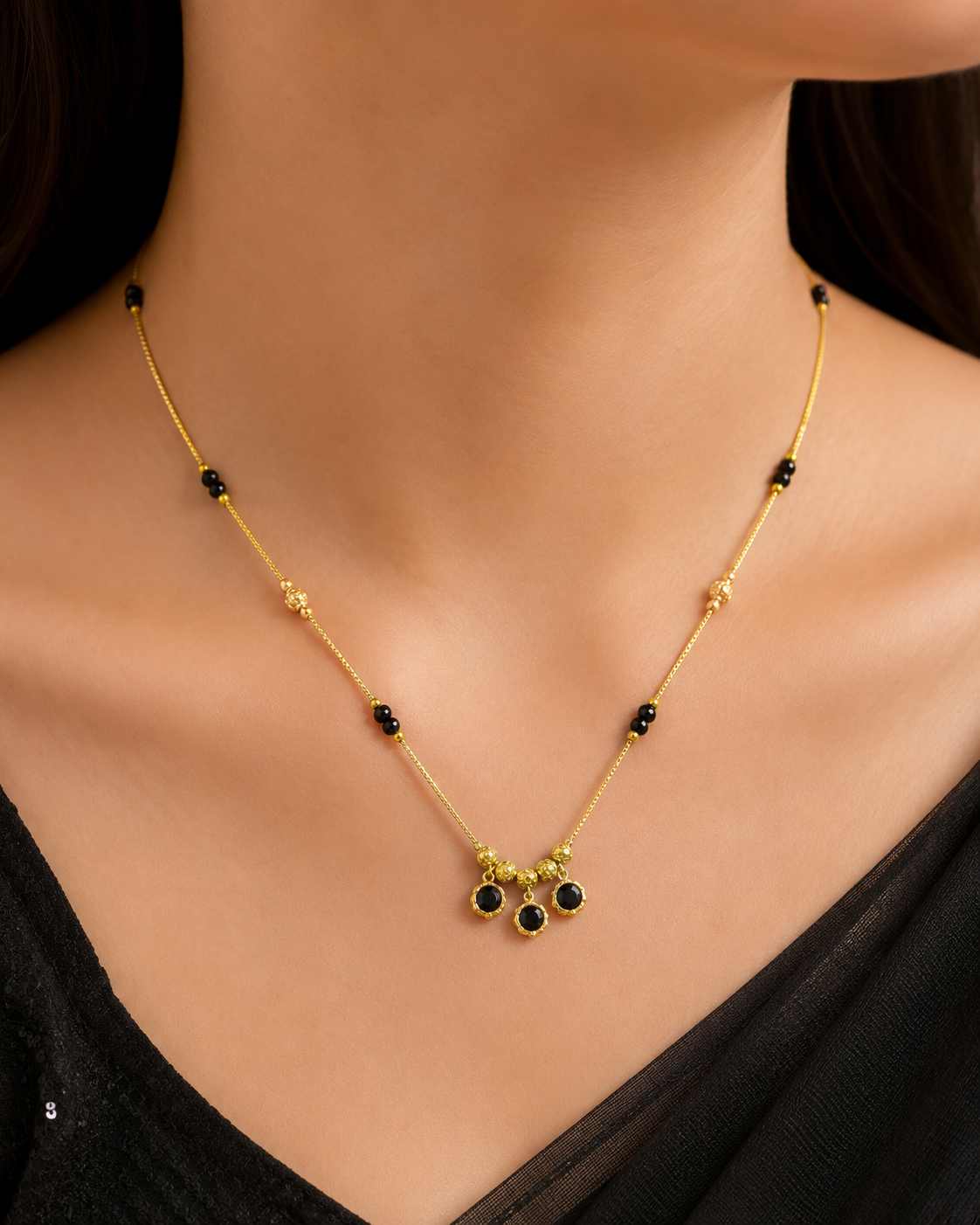 Triple Black Stone Mangalsutra