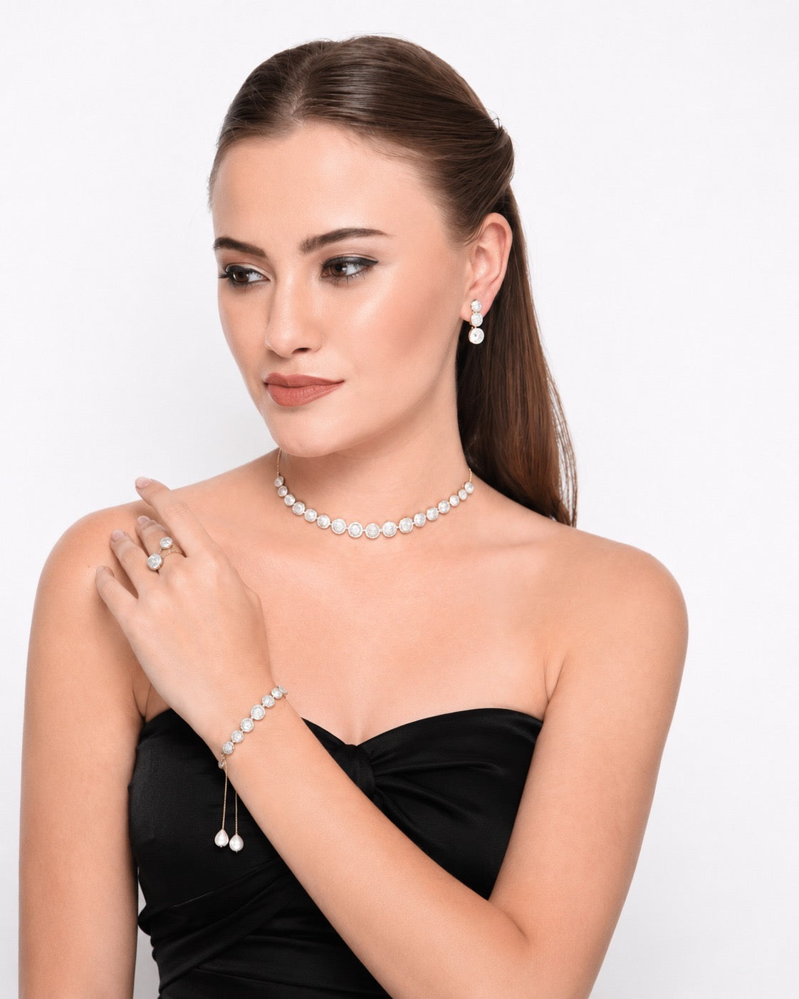 Solitaire Necklace, Earrings & Bracelet Set