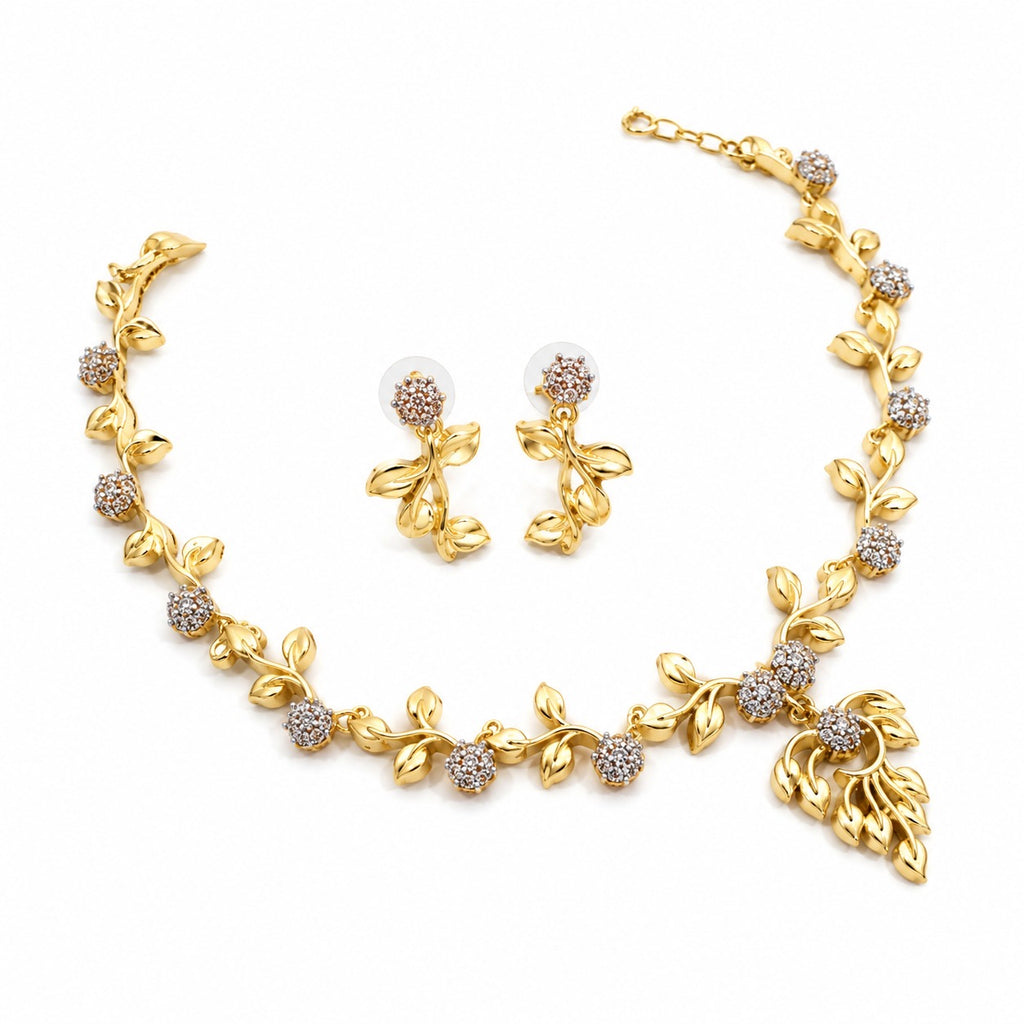 Leaf Pendant Necklace & Earrings Set