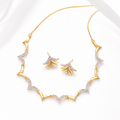 Dual Tone Sparkle Necklace & Earrings Set