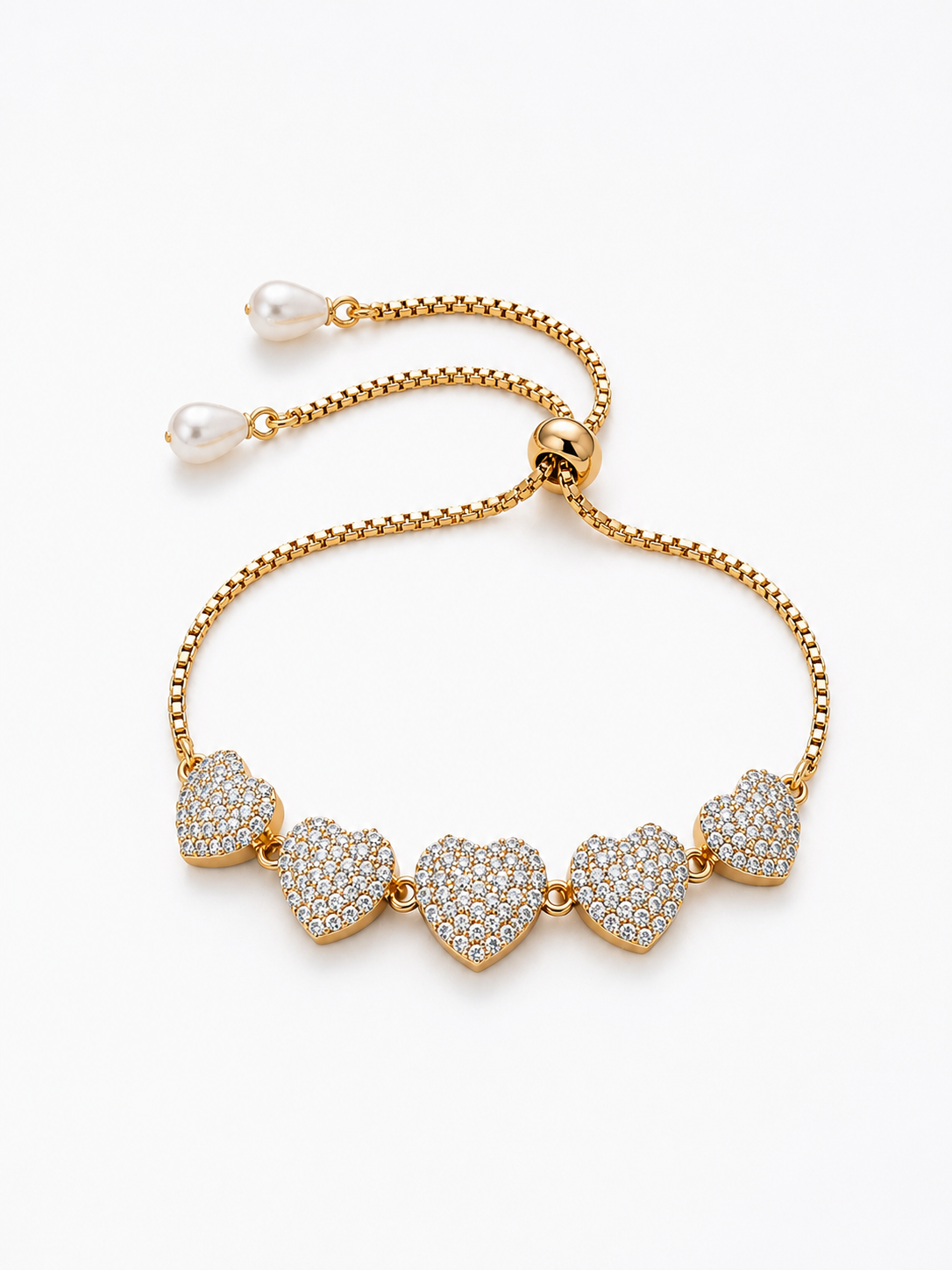 Eternal Hearts Crystal Gold Adjustable Bracelet