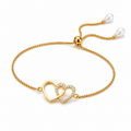 Twin Hearts Crystal Adjustable Bracelet
