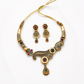 Antique Multicolor Statement Necklace & Earrings Set