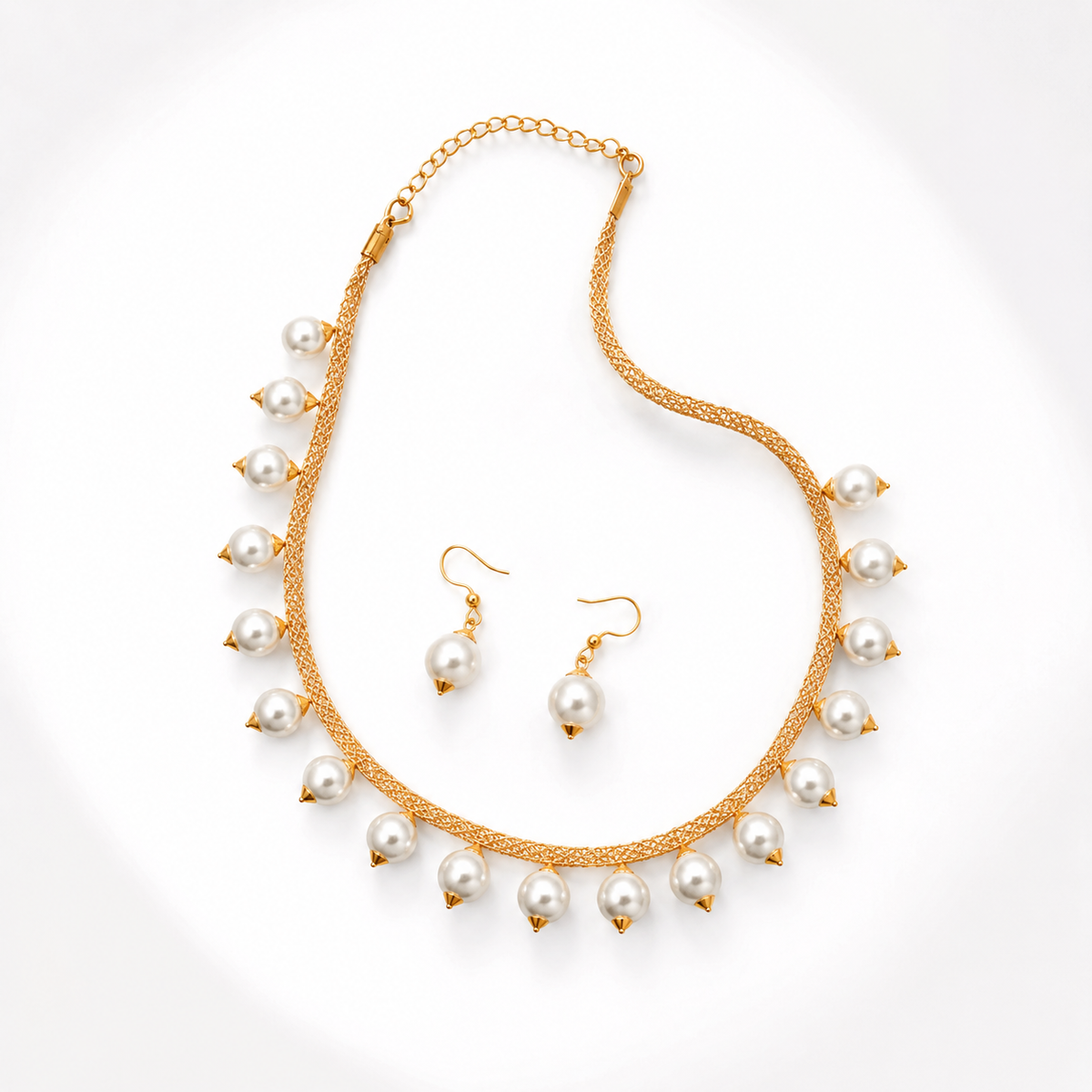 Elegant Pearl Choker Necklace & Earrings Set for Women