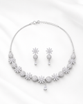 Floral Diamond Necklace & Earrings Set for Women
