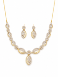 Elegant Dual Tone Crystal Necklace & Earrings Set