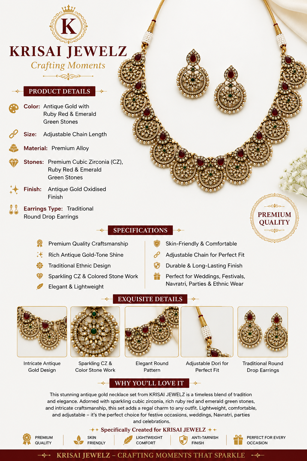 Royal Navratri Necklace Set with Earrings