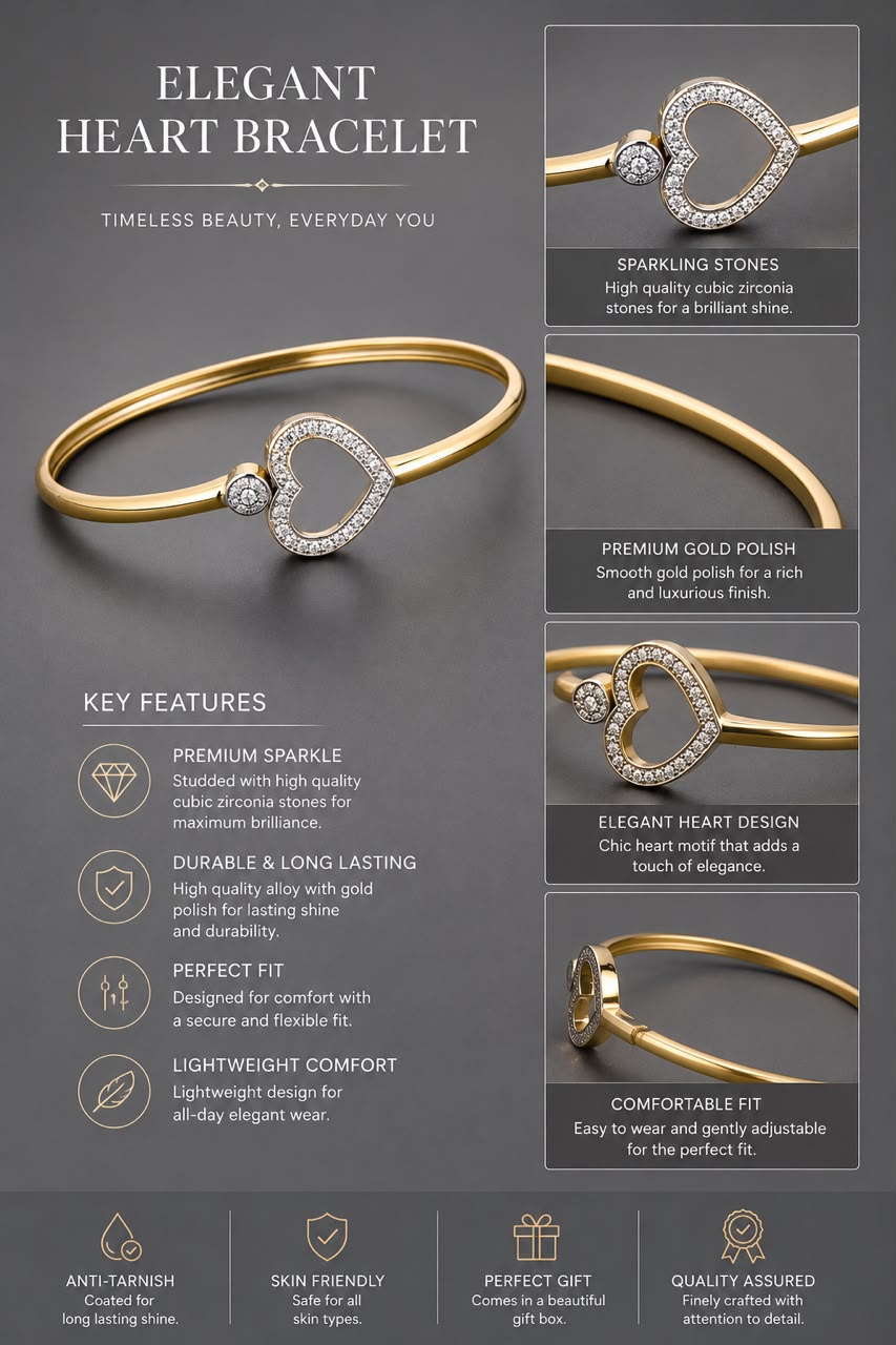 Eternal Heart Crystal Gold Bracelet