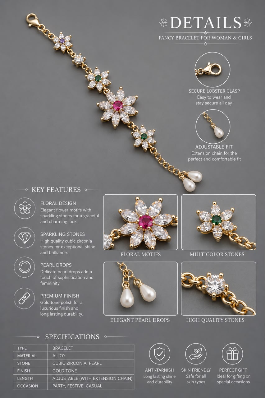 Floral Adjustable Bracelet