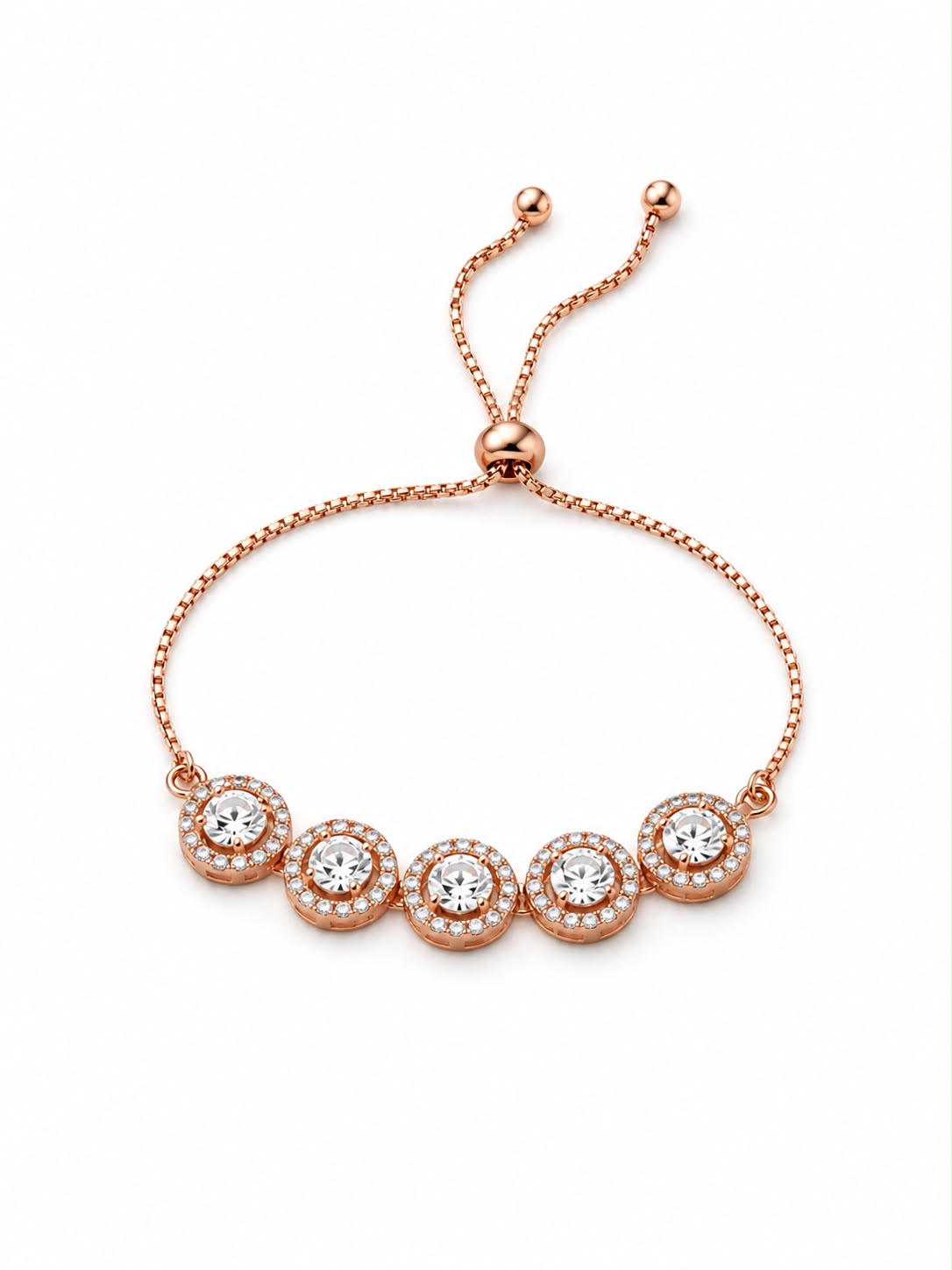 Rose Halo Crystal Adjustable Bracelet