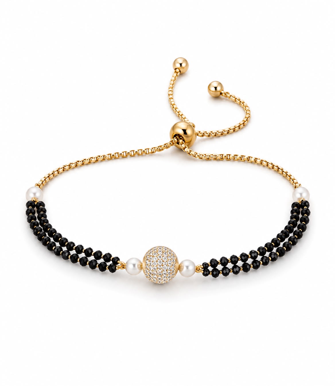 Black Beaded Adjustable Bracelet