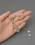 Black Stone Adjustable Bracelet with Ring Set
