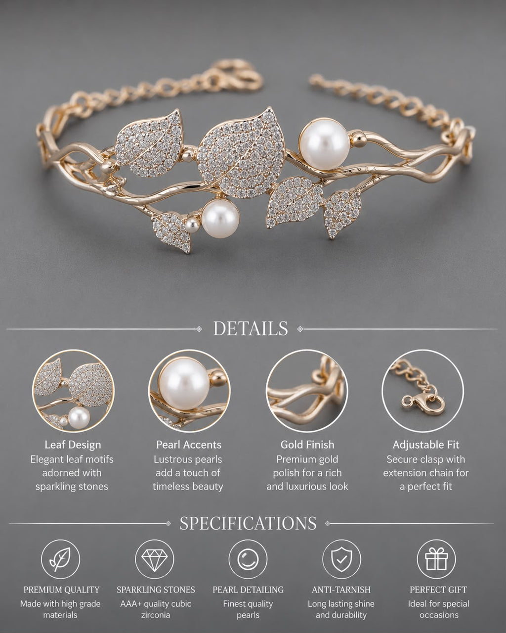 Pearl Leaf Bracelet